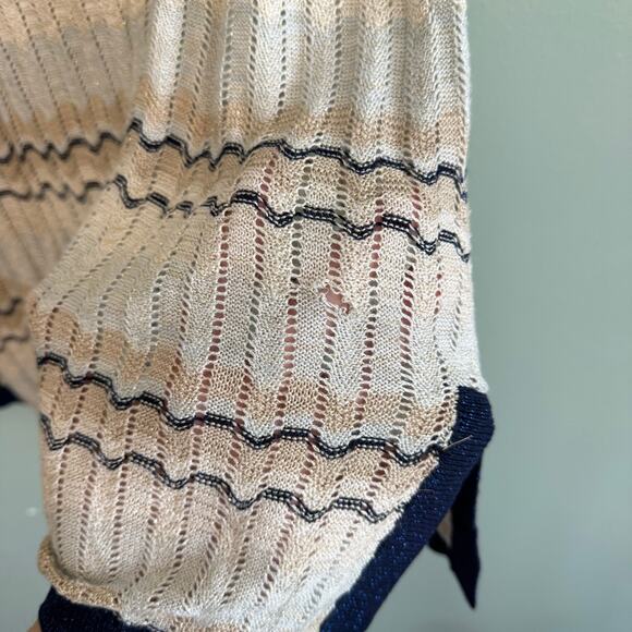 Wendy Williams Sweater Vest Womens XL Ivory Chevron Metallic Open Knit Pullover - Picture 6 of 7